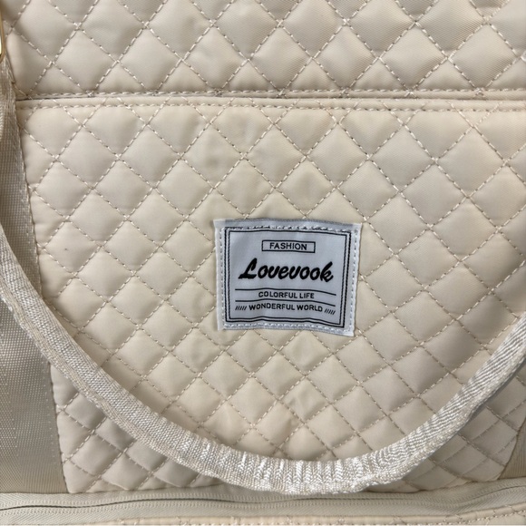 NWT LOVEVOOK Travel Duffle Bag, Weekender Bags Women w Shoe Compartment Cream - Picture 6 of 14